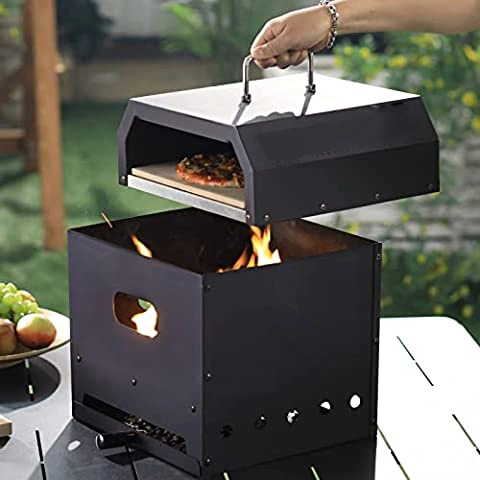 OEM/ODM 12 Inch Black Powder Coating Outdoor Wood Pellet Baking Pizza Oven for Party Home Garden